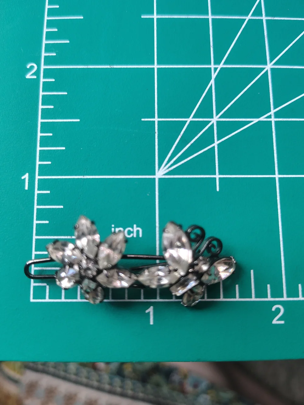 Rare Vintage Alex and Ani Crystal Flower Butterfly Hair Clip Silvertone